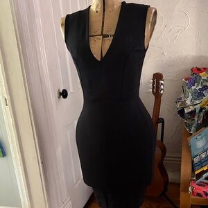 Lulu's Sleek Black Plunging V-Neck Mini Dress